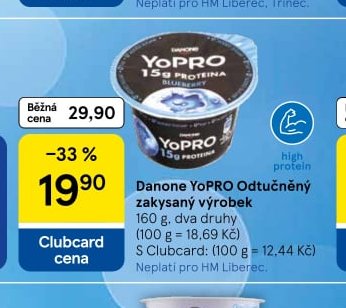Danone YOPRO Odtučněný zakysaný výrobek - Tesco aktualniletaky.eu