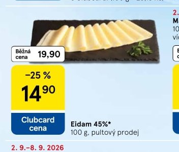 Eidam 45%* - Tesco aktualniletaky.eu