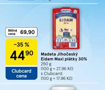Madeta Jihočeský Eidam Maxi plátky 30% - Tesco aktualniletaky.eu