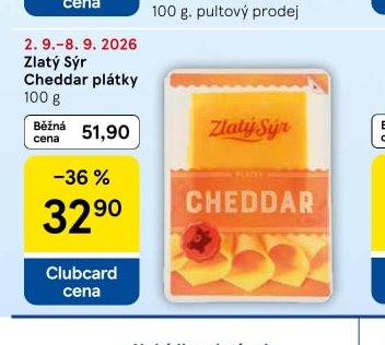 Zlatý Sýr Cheddar plátky - Tesco aktualniletaky.eu