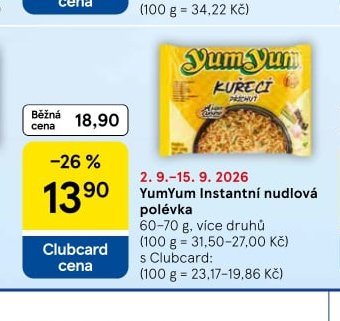 YumYum Instantní nudlová polévka - Tesco aktualniletaky.eu