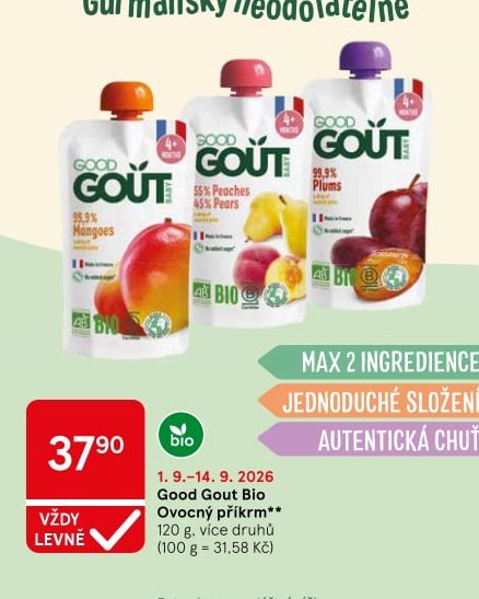 Good Gout Bio Ovocný příkrm - Tesco aktualniletaky.eu