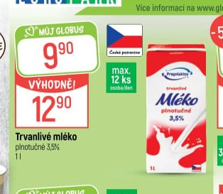Trvanlivé mléko plnotučné 3,5%
