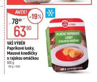 VÁŠ VÝBĚR Paprikové lusky, Masové knedlíčky s rajskou omáčkou