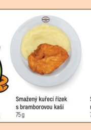 Smažený kuřecí řízek s bramborovou kaší 75 g
