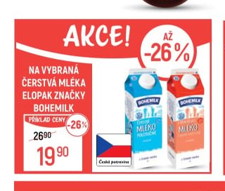 Bohemilk čerstvé mléko