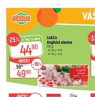 Le&Co Anglická slanina - Globus aktualniletaky.eu