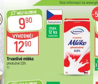 Trvanlivé mléko plnotučné 3,5% - Globus aktualniletaky.eu