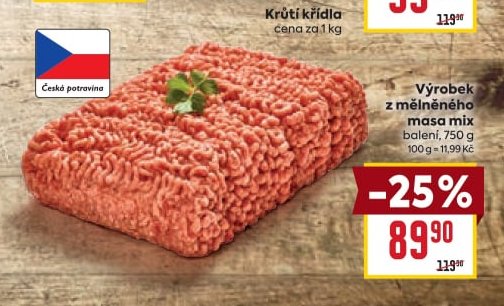 Výrobek z mělněného masa mix