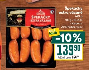 Špekáčky extra vázané 740g