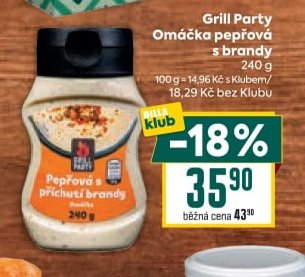 Grill Party Omáčka pepřová s brandy 240g