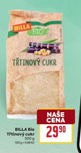 BILLA BIO Třtinový cukr 500 g - BILLA aktualniletaky.eu