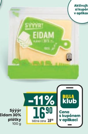 Sýýýr Eidam 30% plátky 100 g - BILLA aktualniletaky.eu