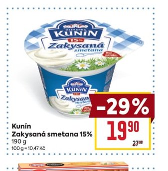 Kunín Zakysaná smetana 15% 190 g - BILLA aktualniletaky.eu