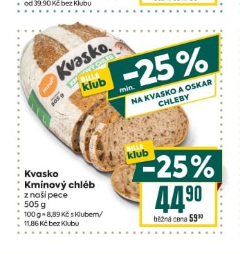 Kvasko Kmínový chléb 505 g - BILLA aktualniletaky.eu