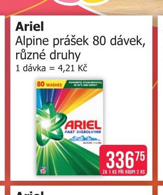 Ariel Alpine prášek 80 dávek, různé druhy - Teta drogerie aktualniletaky.eu