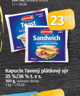 Kapucín Tavený plátkový sýr