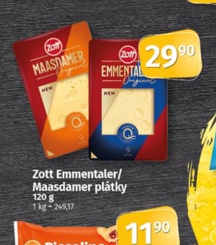 Zott Emmentaler/Maasdamer plátky