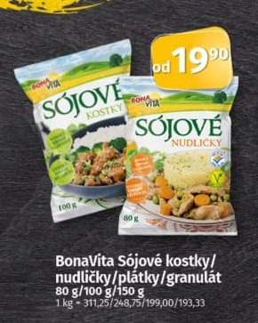 BonaVita Sójové kostky/nudličky/plátky/granulát