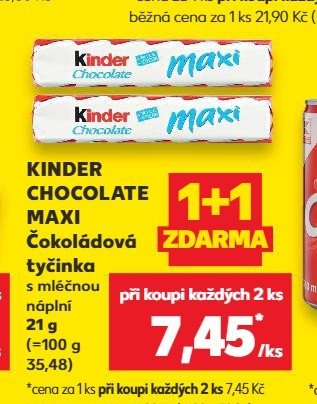 KINDER CHOCOLATE MAXI Čokoládová tyčinka - Kaufland aktualniletaky.eu