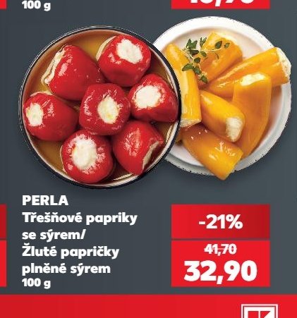 PERLA Třešňové papriky se sýrem / Žluté papričky plněné sýrem - Kaufland aktualniletaky.eu