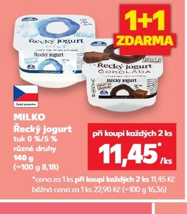 MILKO Řecký jogurt tuk 0 %/5 % různé druhy 140 g - Kaufland aktualniletaky.eu