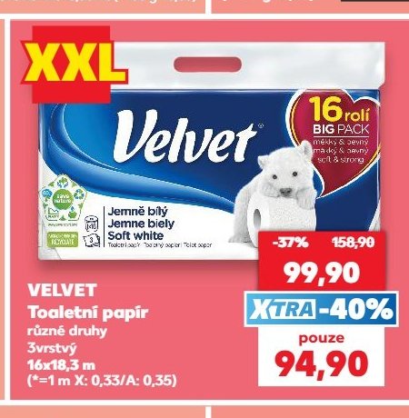Velvet Toaletní papír 16x18,3 m - Kaufland aktualniletaky.eu