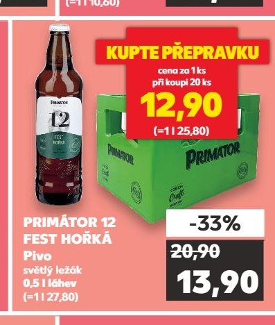 Primátor 12 Fest hořká pivo 0,5 l - Kaufland aktualniletaky.eu
