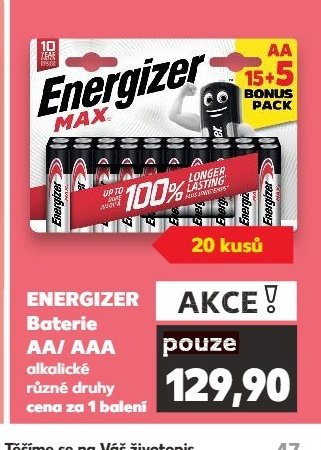 Energizer Baterie AA/AAA 20 kusů - Kaufland aktualniletaky.eu