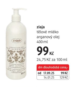 ziaja tělové mléko arganový olej 400 ml - dm drogerie aktualniletaky.eu