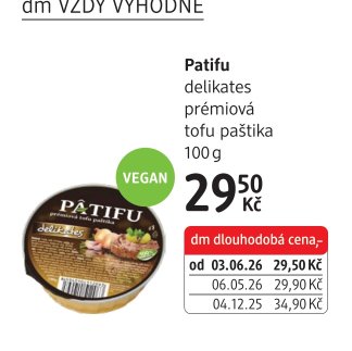Patifu delikates tofu paštika 100 g - dm drogerie aktualniletaky.eu