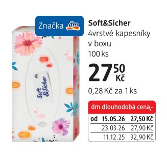 Soft&Sicher 4vrstvé kapesníky v boxu 100 ks - dm drogerie aktualniletaky.eu