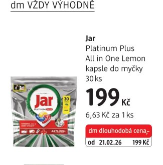 Jar Platinum Plus All in One Lemon kapsle do myčky 30 ks - dm drogerie aktualniletaky.eu