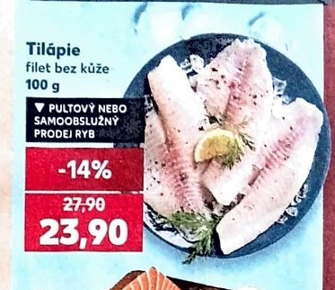 Tilápie filet bez kůže