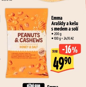Emma Arašídy a kešu s medem a solí