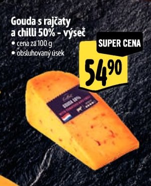 Gouda s rajčaty a chilli 50% - výseč