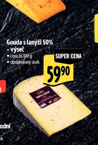 Gouda s lanýži 50% - výseč
