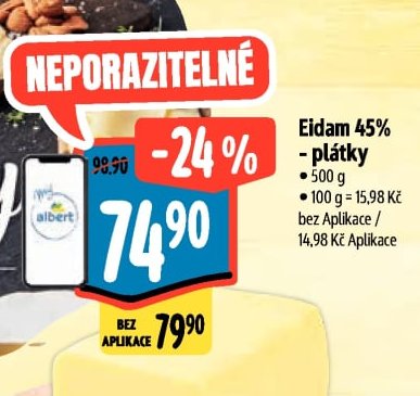 Eidam 45% - plátky