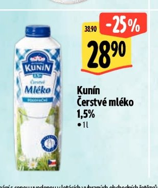 Kunín Čerstvé mléko 1,5%