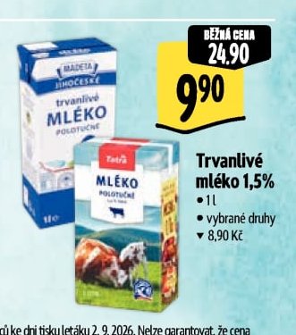 Trvanlivé mléko 1,5%