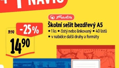 Školní sešit bezdřevý A5