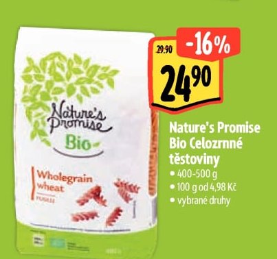 Nature's Promise Bio Celozrnné těstoviny