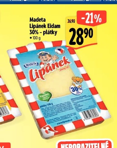 Madeta Lipánek Eidam 30% - plátky