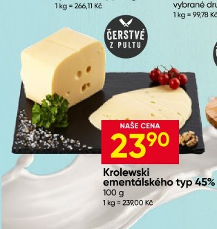 Krolewski ementálského typ 45%