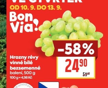 Hrozny révy vinné bílé bezsemenné