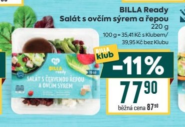BILLA Ready Salát s ovčím sýrem a řepou