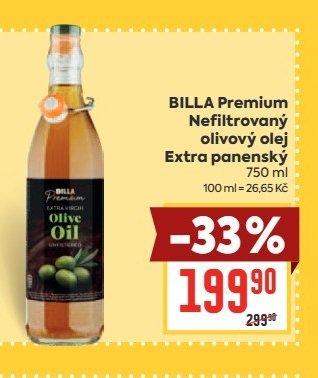 BILLA Premium Nefiltrovaný olivový olej Extra panenský