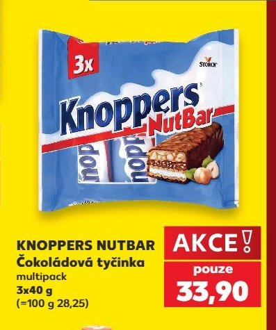 Knoppers Nutbar Čokoládová tyčinka multipack 3x40 g