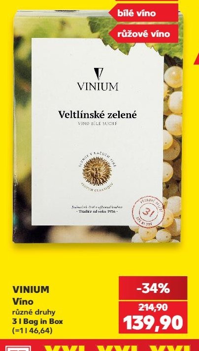 Vinium Víno různé druhy 3 l Bag in Box