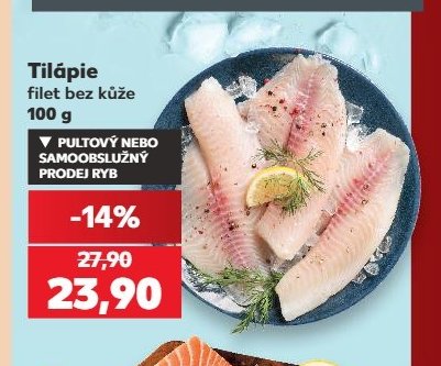 Tilápie filet bez kůže 100 g